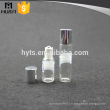 Rouler sur le flacon de parfum en verre 3ml pour huiles essentielles avec bouchon aluminium